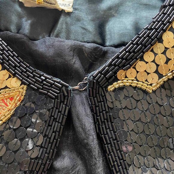 Vintage Judith Ann Creations Jacket Womens Medium Black Silk Beaded Sequined NEW - Picture 6 of 12